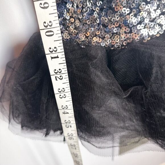 Symphony Party Girl Dress Silver Asymmetrical Poof Ruffle Size M - Picture 10 of 14